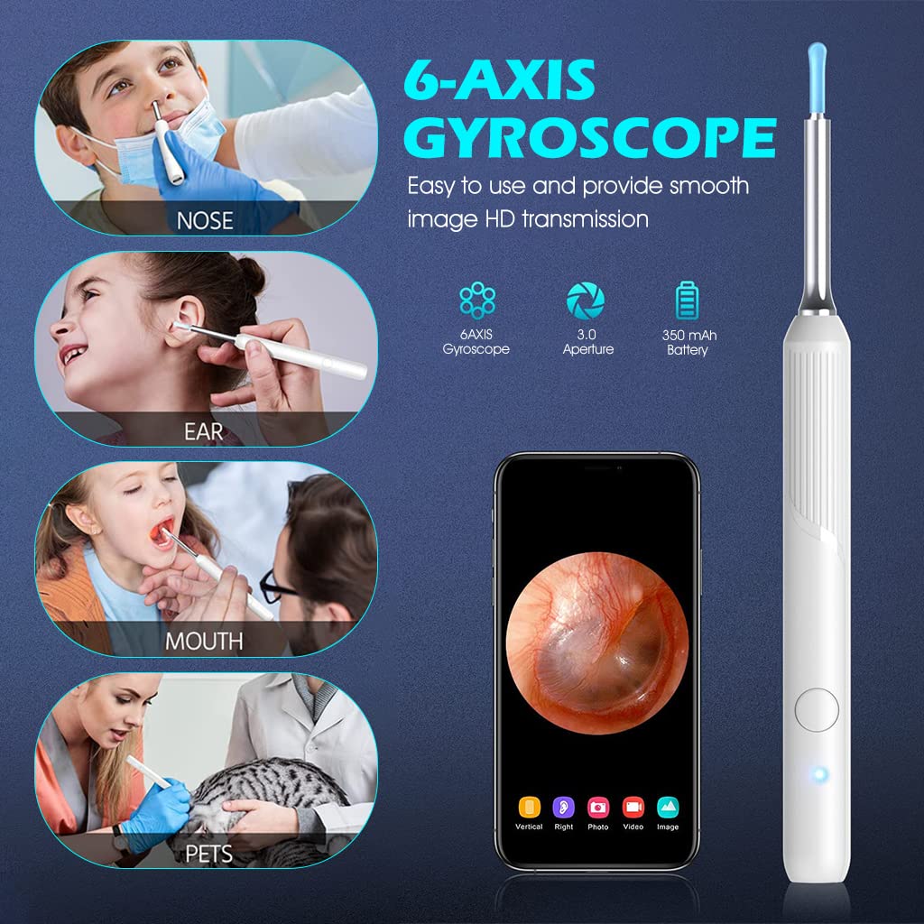 HASTHIP Ear Wax Remover Tool Kit Camera 9 Pcs Ear Cleaner Tool Wireless HD 1080P 3.9mm Ear Wax Cleaner Machine with 6 Led Lights 350 mAh Ear Camera for 5 Spade Ear Cleaner Camera for iOS & Android HASTHIP Ear Wax Remover Tool Kit Camera 9 Pcs Ear Cleaner Tool Wireless HD 1080P 3.9mm Ear Wax Cleaner Machine with 6 Led Lights 350 mAh Ear Camera for 5 Spade Ear Cleaner Camera for iOS & Android